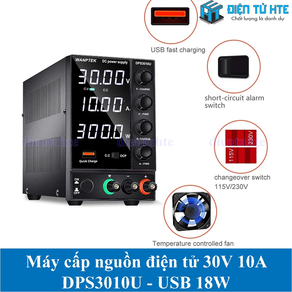 Máy cấp nguồn WANPTEK DPS3010U 30V 10A Tiêu chuẩn LED 4 số