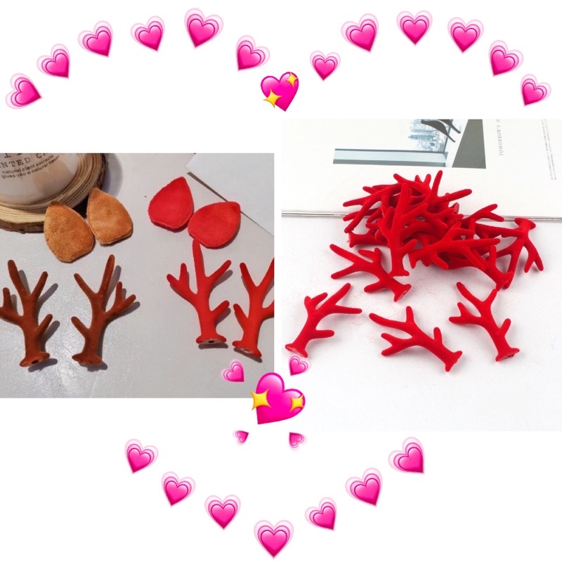 Cặp tai Sừng Nai Tuần lộc nhỏ 6 cm và Tai nai phụ kiện làm thủ công trang trí ,kẹp tóc