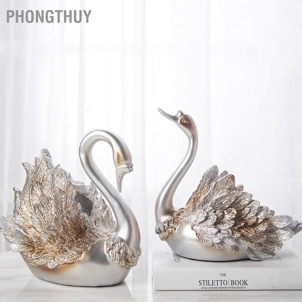 Tượng Cặp Đôi Thiên Nga Hiện Đại Trang Trí Tủ Tivi Phòng Khách Quà Tặng Đám Cưới