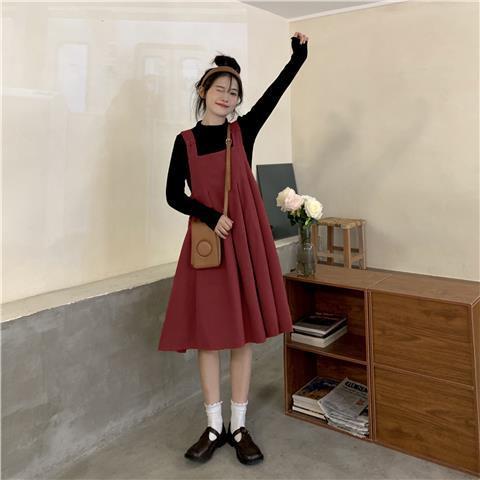 Bộ Đầm Hai Dây Dáng Rộng Phong Cách Preppy Dễ Thương Thời Trang Xuân Thu Cho Học Sinh