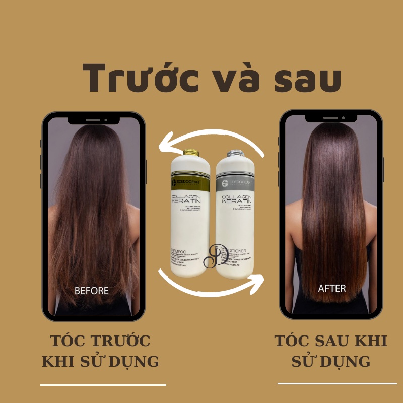 Cặp Dầu Gội Keratin EDEDOCEAN 1000ml * 2 Kiềm Dầu Phục Hồi Tái Tạo Cấu Trúc Tóc Siêu Mềm Mượt | Calla Official