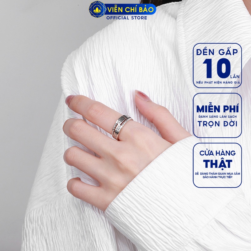 Nhẫn chữ Vạn xích chéo chất liệu bạc Thái 925 thời trang phụ kiện trang sức nữ Viễn Chí Bảo N000137