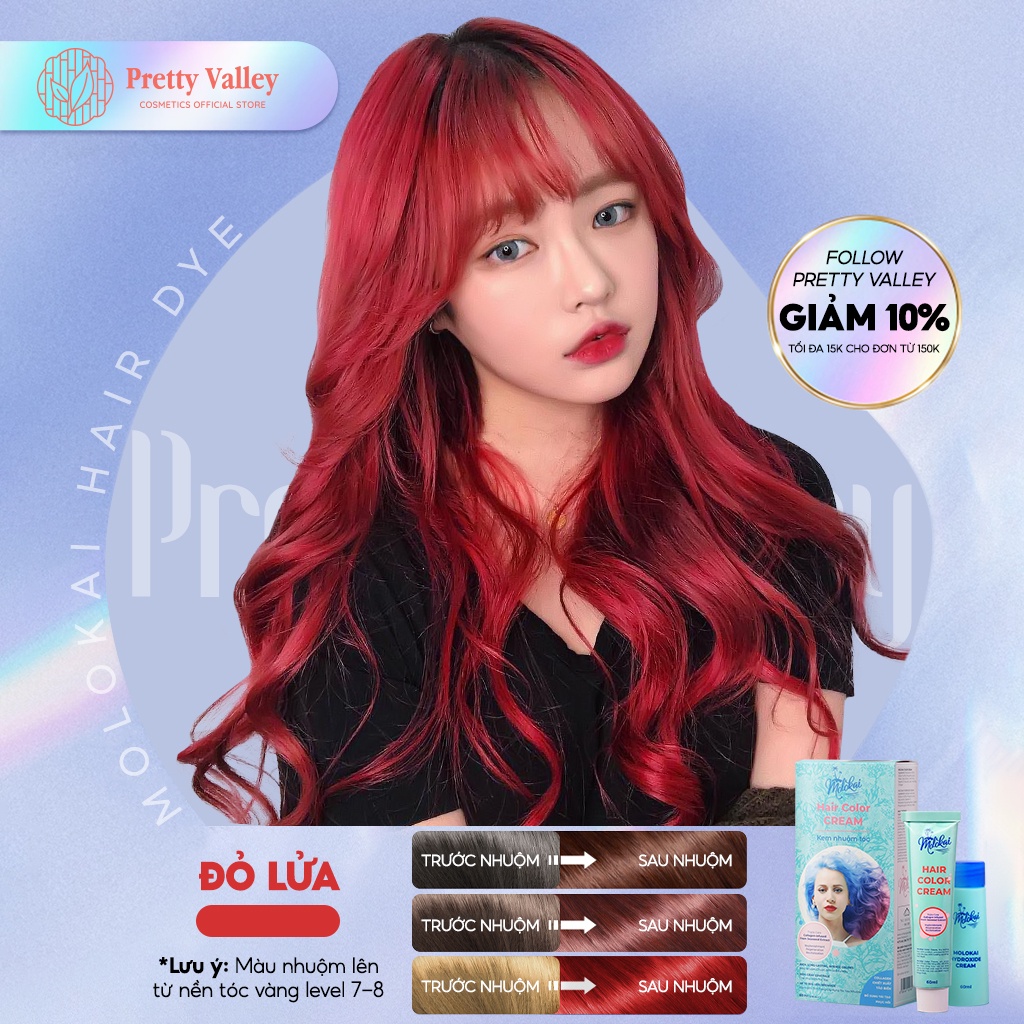 Thuốc Nhuộm Tóc Màu Đỏ Lửa MOLOKAI, Thuốc Nhuộm Tóc Siêu Dưỡng - Pretty Valley Store