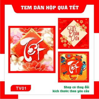 Tem vuông tết decal dán tết mẫu hoa văn - độc đáo