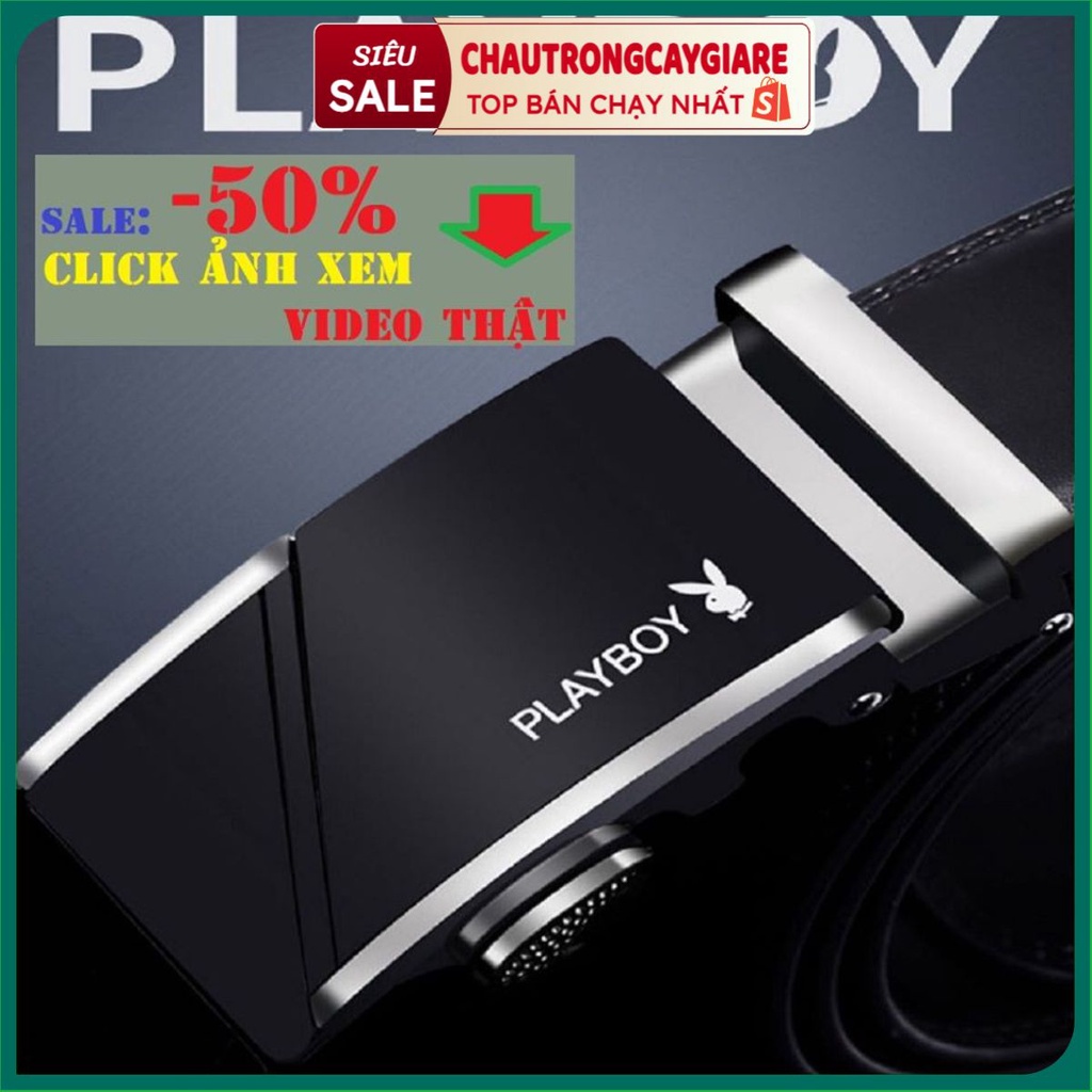 Thắt Lưng Da Nam Cao Cấp Hàng Hiệu PLAYBOY Khóa Tự Động Dây Nịt Nam Da Bò 100% Mạ Vàng Bạc Gu Nam Tính Chính Hãng CK-24K