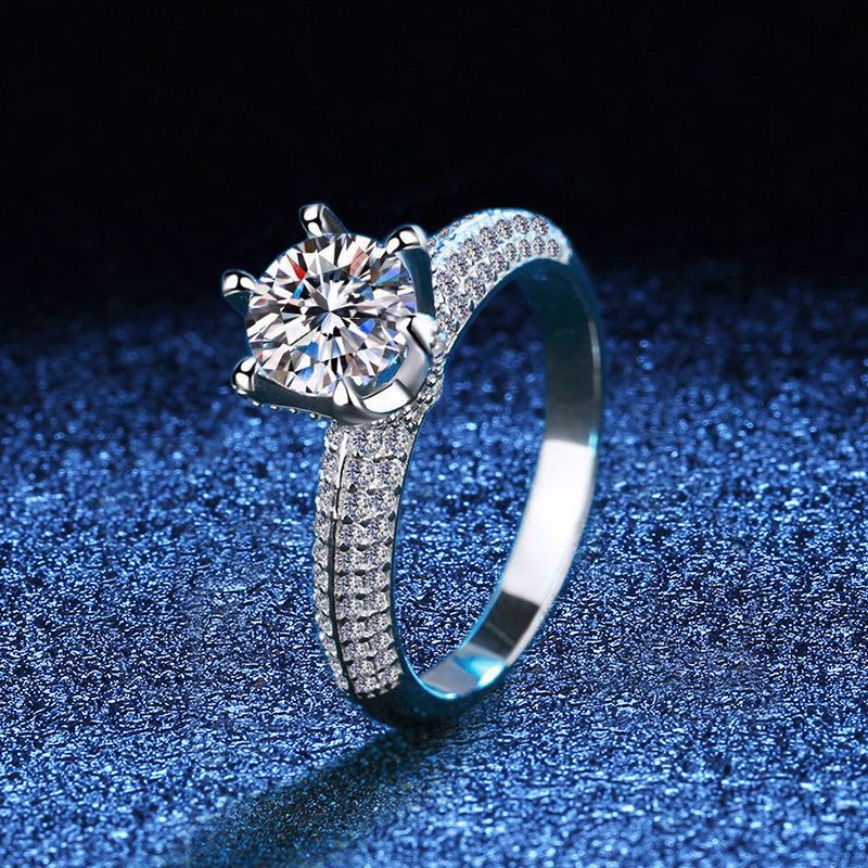 Kim Cương Nhân Tạo Moissanite  Nhẫn nữ 925 bạc 1-3carat D màu Mosant khoan có thể vượt qua bút kim cương với giấy chứng nhận xác định nhẫn tinh tế