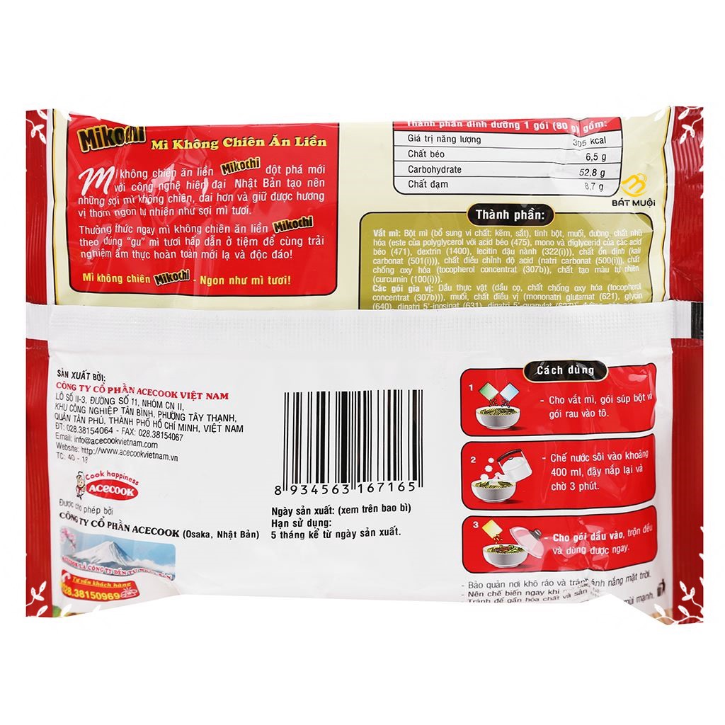 Mì không chiên Mikochi gói 80g