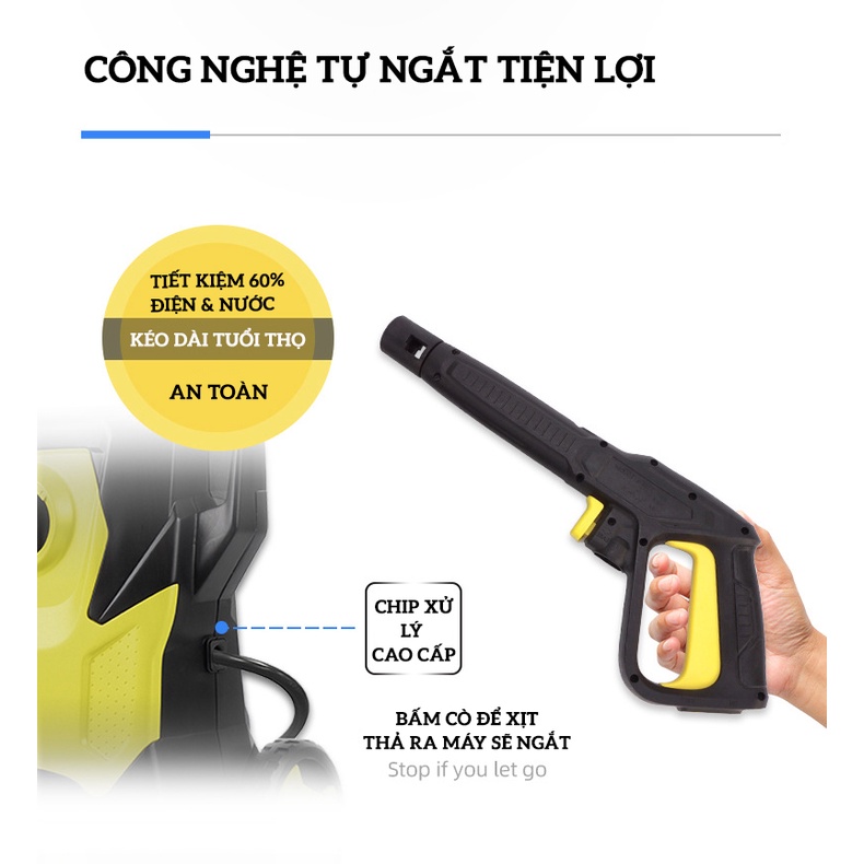 Máy rửa xe gia đình Malide áp lực cao - Có áp chống giật - Chống cháy - Dây vòi dài 10M