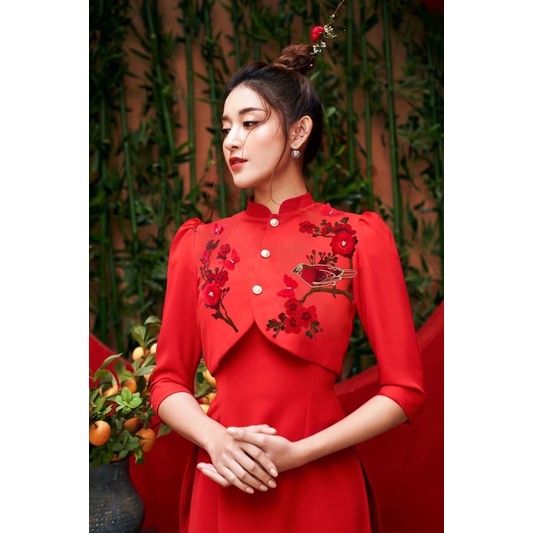 Set áo dài kèm áo khoác sang chảnh cho nàng