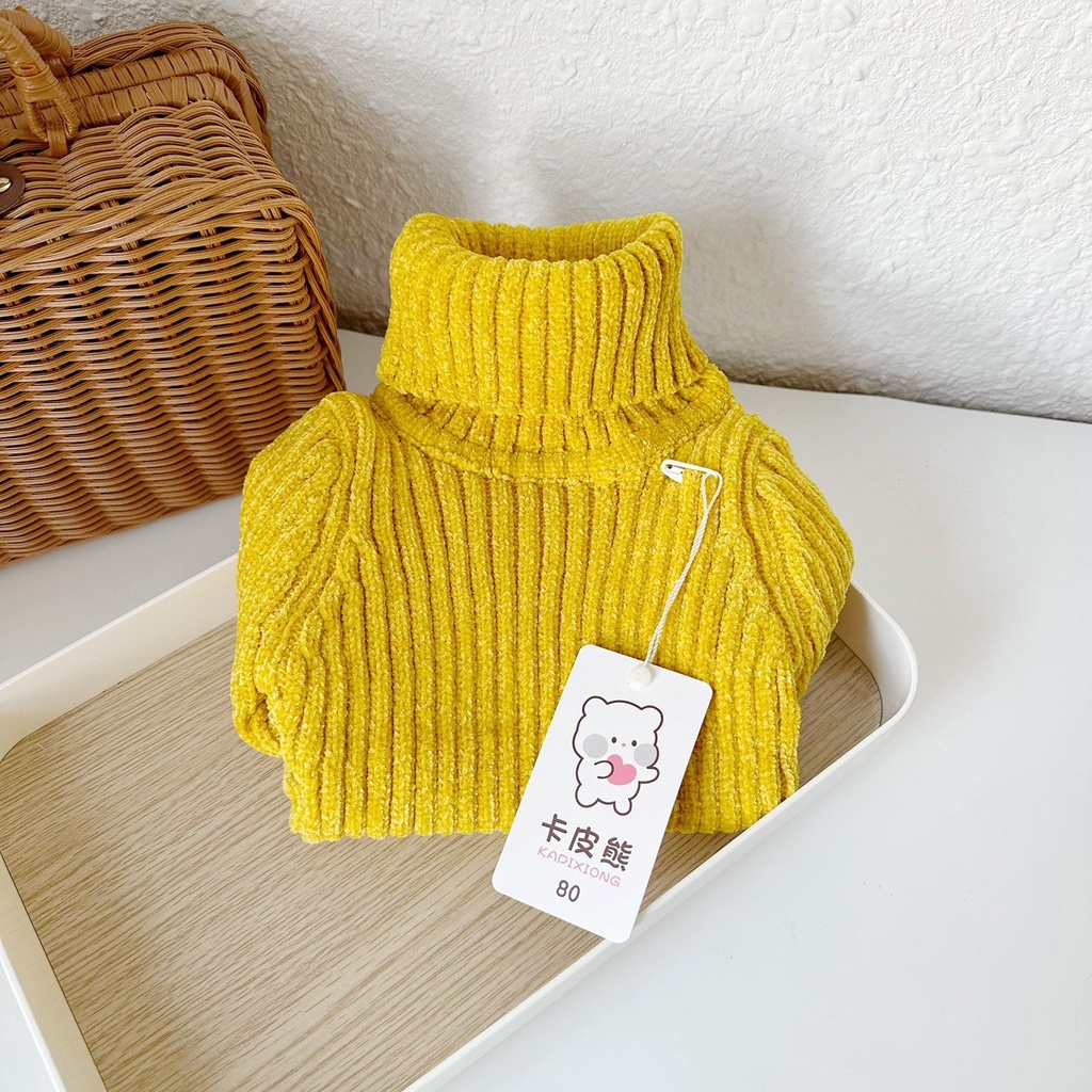 Áo len tuyết nhung cổ cao cho bé trai, bé gái hàng Quảng Châu loại 1