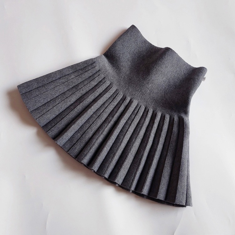 Chân Váy Dệt Kim Xếp Ly 7 Màu Trơn Thời Trang Xuân Thu Cho Bé Gái 1-15 Tuổi