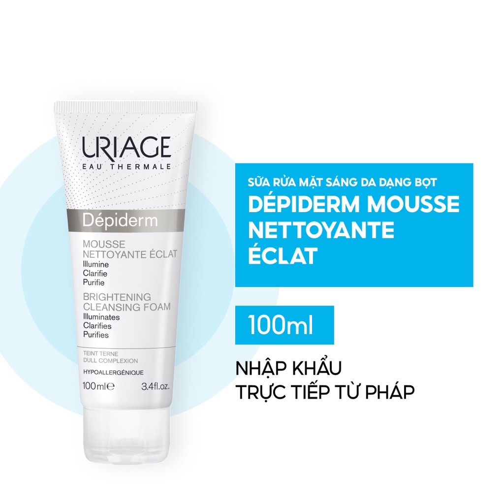 Sữa rửa mặt dạng bọt làm sáng da URIAGE DÉPIDERM MOUSSE NETTOYANTE ÉCLAT 100ml