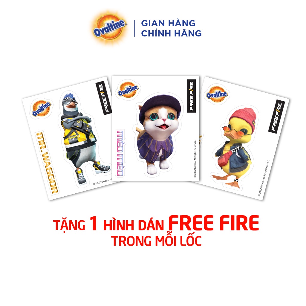 (TẶNG 1 HÌNH DÁN FREE FIRE TRONG MỖI LỐC) Thùng 48 hộp Thức uống lúa mạch hương vị sô-cô-la Ovaltine (110ml x 48)