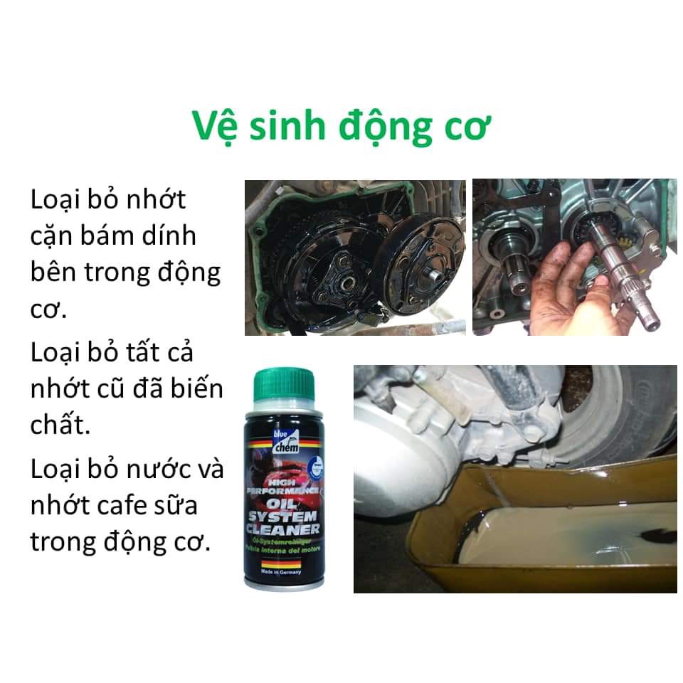 Phụ Gia Súc Rửa Động Cơ Xe Máy BLUECHEM, Súc Béc Phun, Xúc Nhớt - Bike – Oil System Cleaner - 50ml