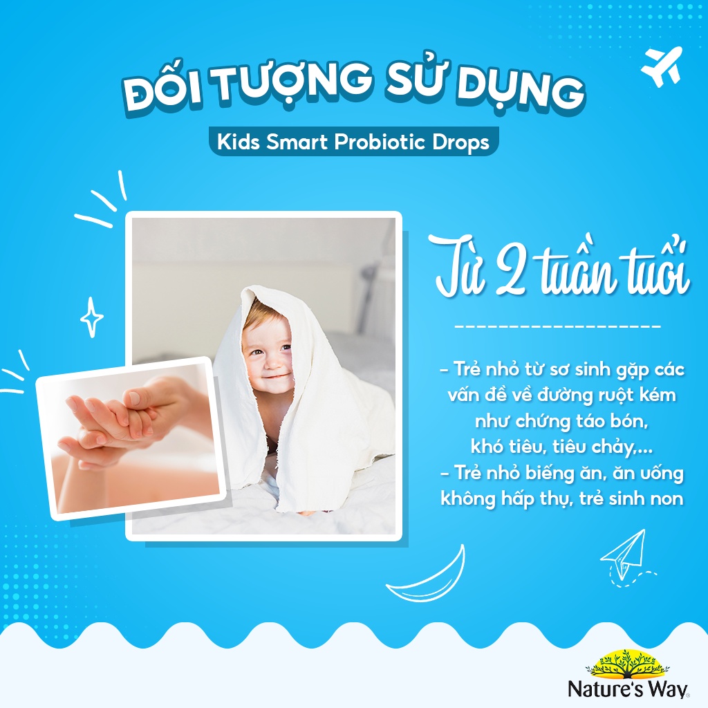 Men Vi Sinh Cho Bé Nature's Way Kids Smart Drops Probiotic Dạng Giọt Bổ Sung Lợi Khuẩn Tăng Cường Hệ Tiêu HóaCho Bé 20ml