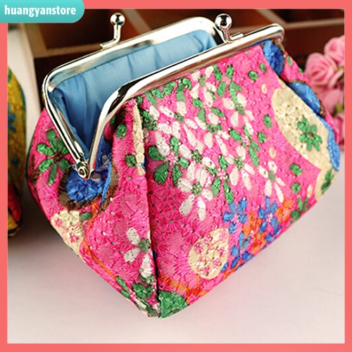 HY/ Ví đựng tiền cầm tay thêu hoa xinh xắn cho nữ