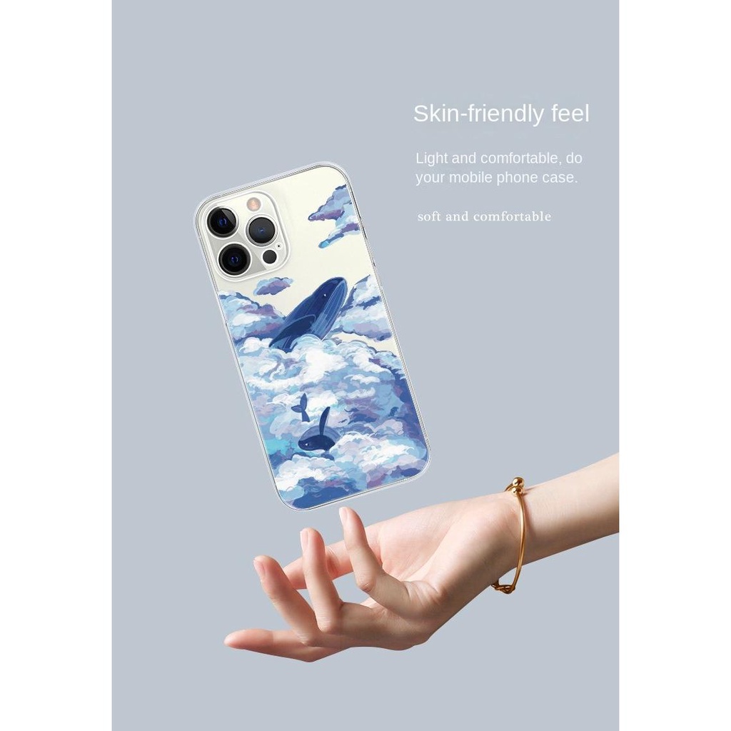 Ốp Điện Thoại Hình Cá Voi Và Đám Mây Cho IPhone 6 6S 11 7 8 Se 2020 X XR XS Plus 12 13 14 PRO mini MAX