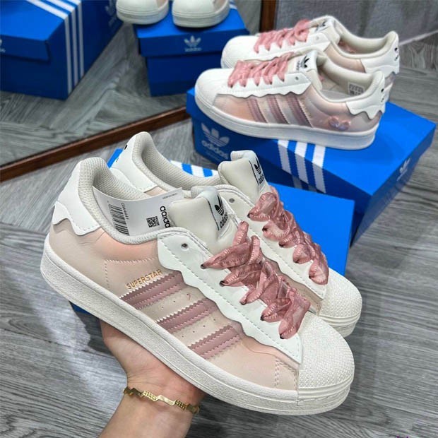 Giày Adidas Superstar Das Sò Màu Kem, Superstar Das Sò Màu Hồng Kem Màu Trắng Hot Trend 2022