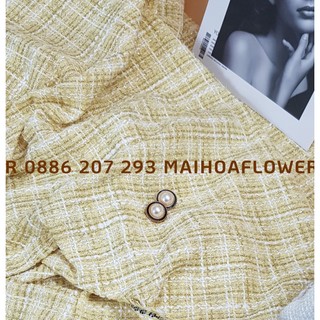 Vải dạ tweed kẻ vải dạ bố dùng may áo vest mùa thu đông, ánh kim tuyến, dày ấm áp, Maihoaflower