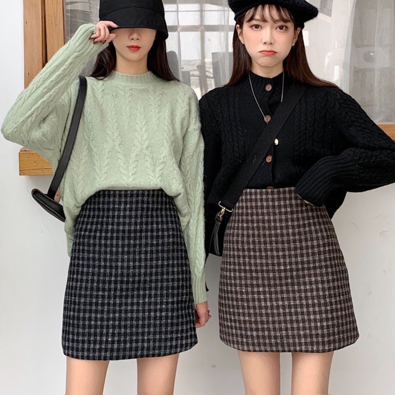 Chân Váy Chữ a Lưng Cao Họa Tiết Kẻ Sọc Thời Trang Phong Cách Hàn Quốc Cho Nữ