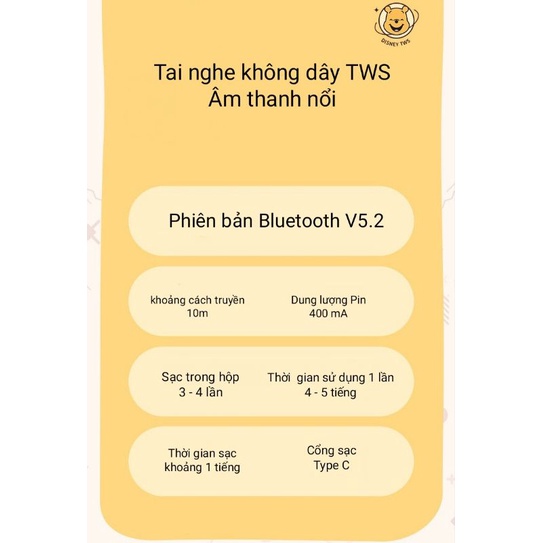 Tai nghe bluetooth không dây Disney M21 TWS chính hãng