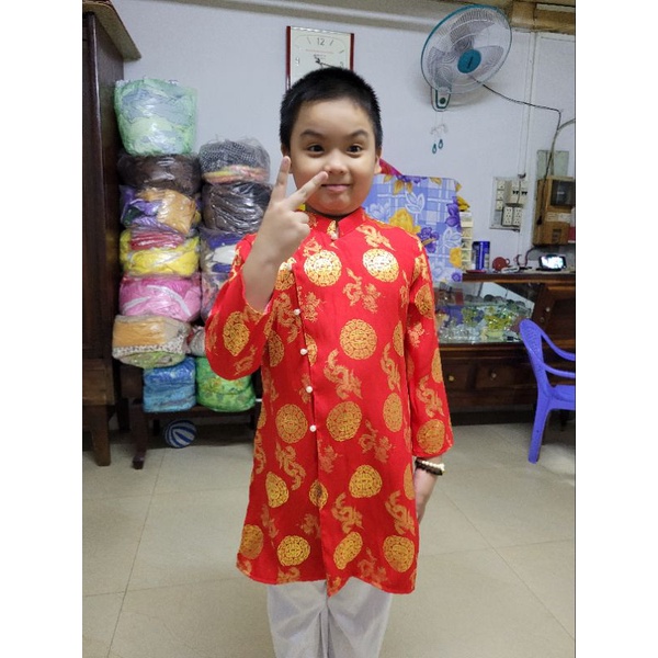 Áo dài gấm Thái Tuấn cho bé trai 7kg - 35kg