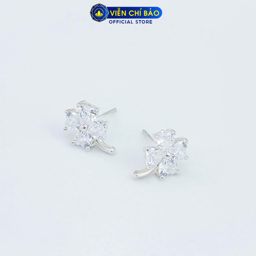 Bông tai bạc nữ cỏ bốn lá may mắn trắng nữ bạc 925 thời trang phụ kiện trang sức nữ Viễn Chí Bảo B400147-TR