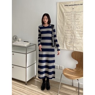 Gigi Dress - Đầm thun kẻ xuông tay dài - Somalyng.studio