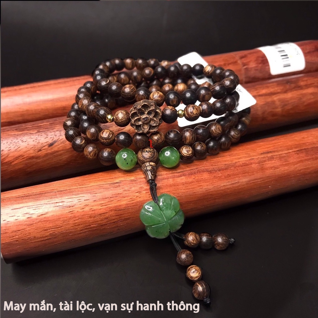Vòng Đeo Tay Trầm Hương Sánh Chìm 108 Hạt 6 Ly Tự Nhiên Phong Thủy  Mix Sen Đá + Sen Sánh