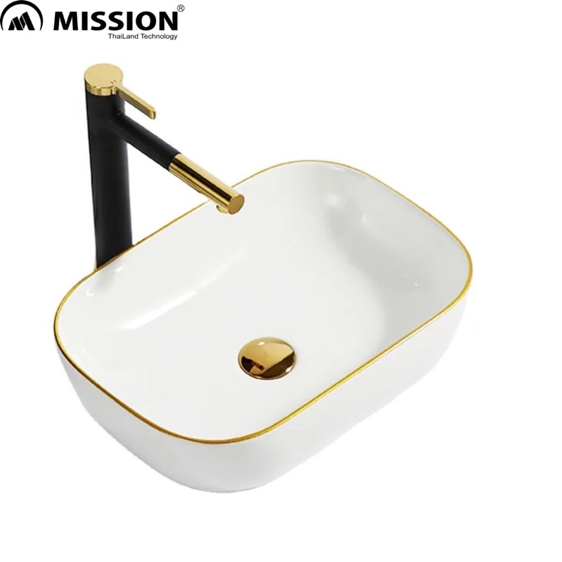 Lavabo đặt bàn viền vàng, chậu rửa mặt đặt bàn, lavabo viền mỏng cao cấp nhập khẩu