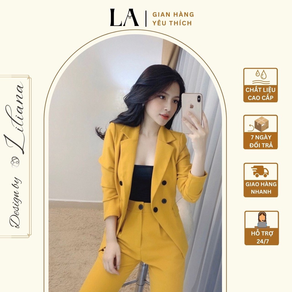 Set vest blazer nữ cao cấp - Áo vest nữ công sở Liliana clothes - set áo vest cao cấp kèm quần baggy cạp cao