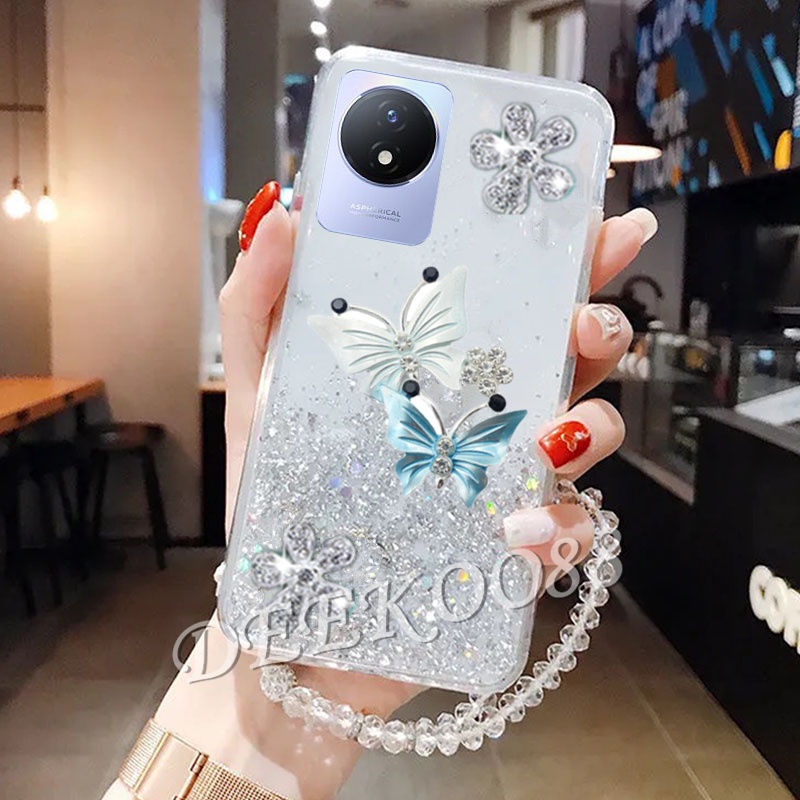 Ốp Điện Thoại Gel Kim Tuyến Hình Bướm Cho VIVO V25 Pro V25e Y02 Y02S Y16 Y22 Y22S Y30 Y35 Y55 Y55 + Y75 Y77 5G 4G