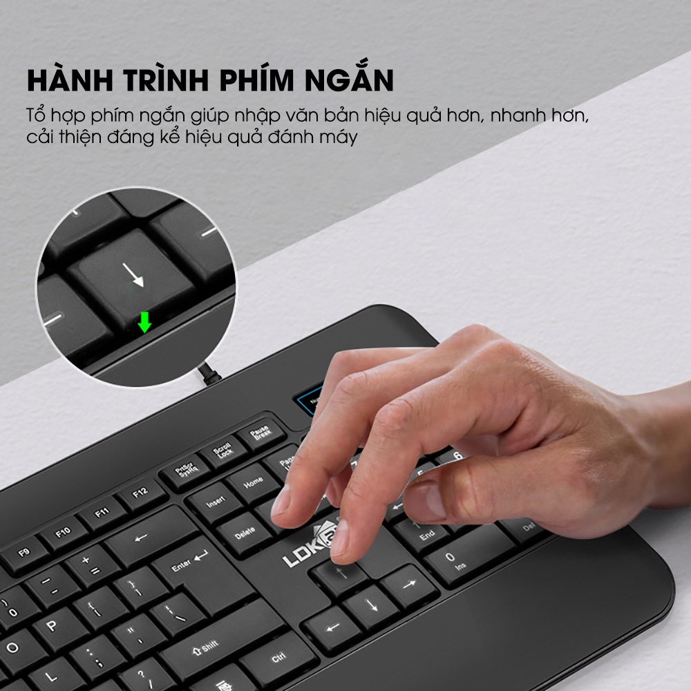 Bàn phím máy tính có dây SIDOTECH LDK9 thiết kế full size 104 phím chống nước phần kê tay siêu rộng cho laptop văn phòng