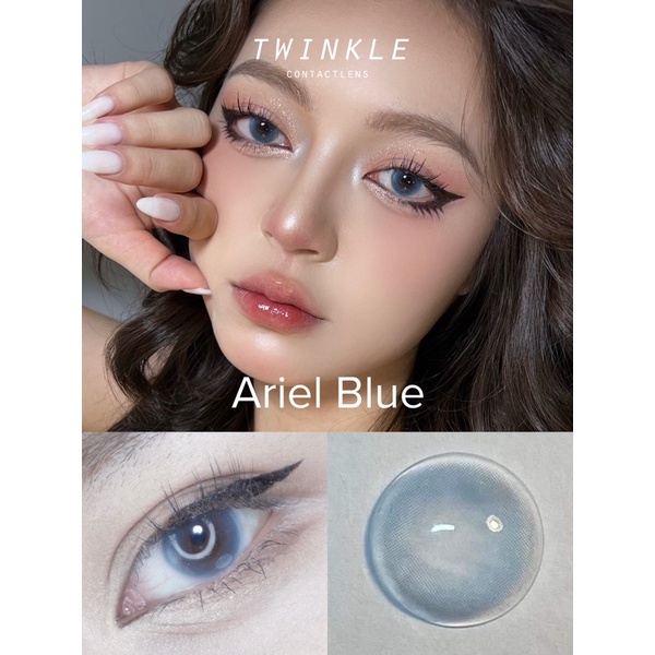 Kính áp tròng lens mắt màu xanh dương trong Ariel Blue hiệu ứng filter lens twinkle