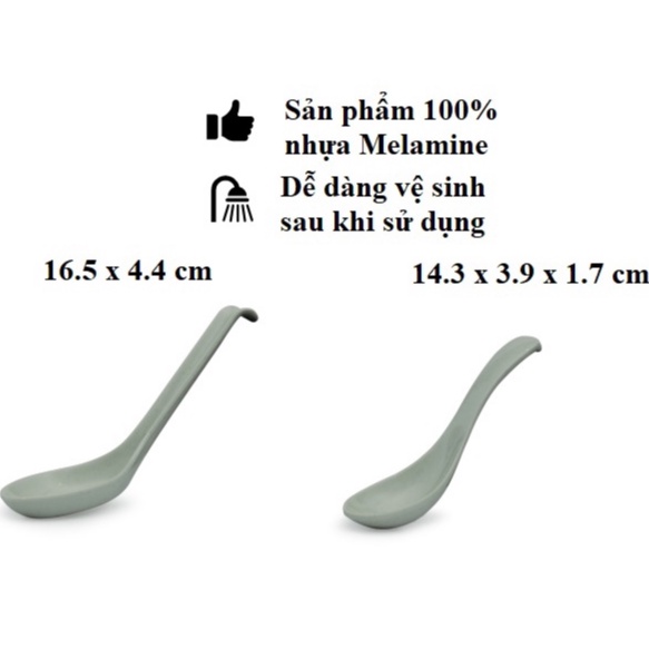 Muỗng(thìa) cơm,súp nhựa Melamine vân cát xanh