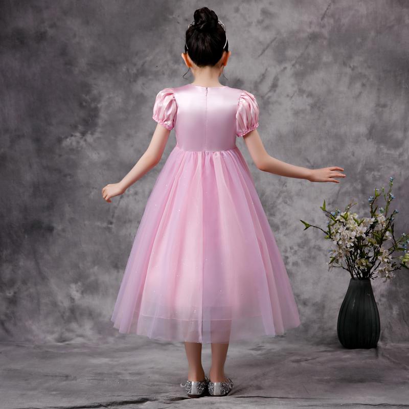 Bộ Đầm Công Chúa Sophia Rapunzel Vải Lưới Đính Kim Sa Kèm Găng Tay Vương Miện Toàn Diện Làm Quà Tặng Sinh Nhật Cho Bé Gái