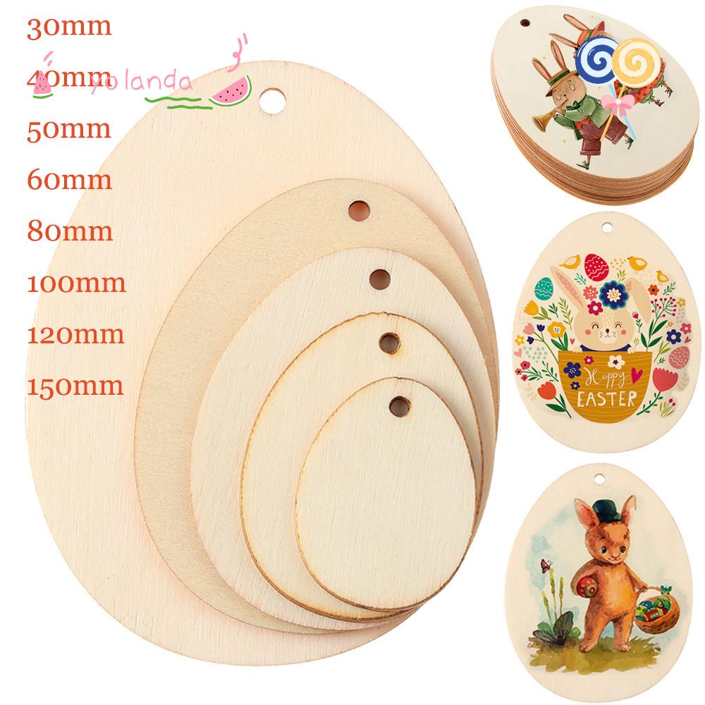 Set 10 / 25 / 50 Quả Trứng Gỗ Tự Nhiên Vẽ Họa Tiết Phục Sinh Trang Trí Thủ Công