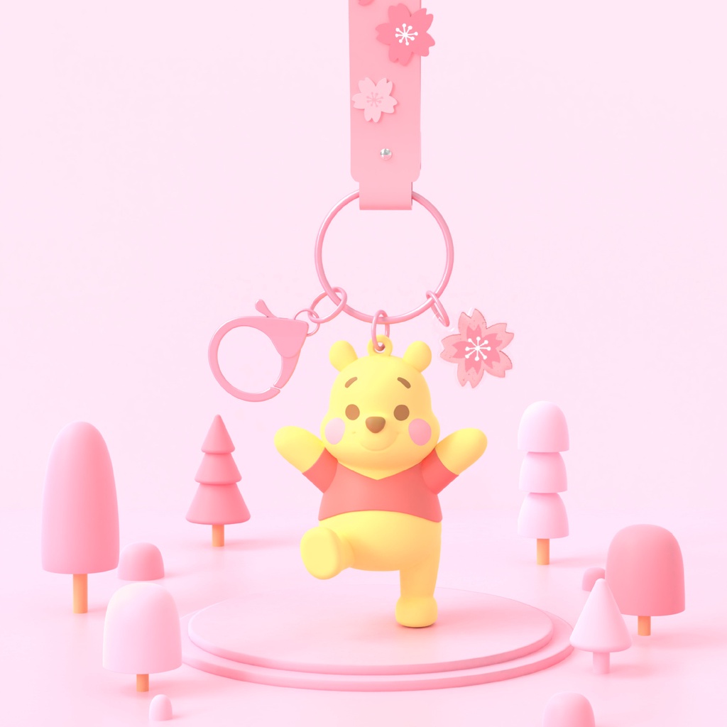 DISNEY Móc Khóa Hình Gấu Pooh Và Lọ Mật Ong Bằng Nhựa Resin Dễ Thương