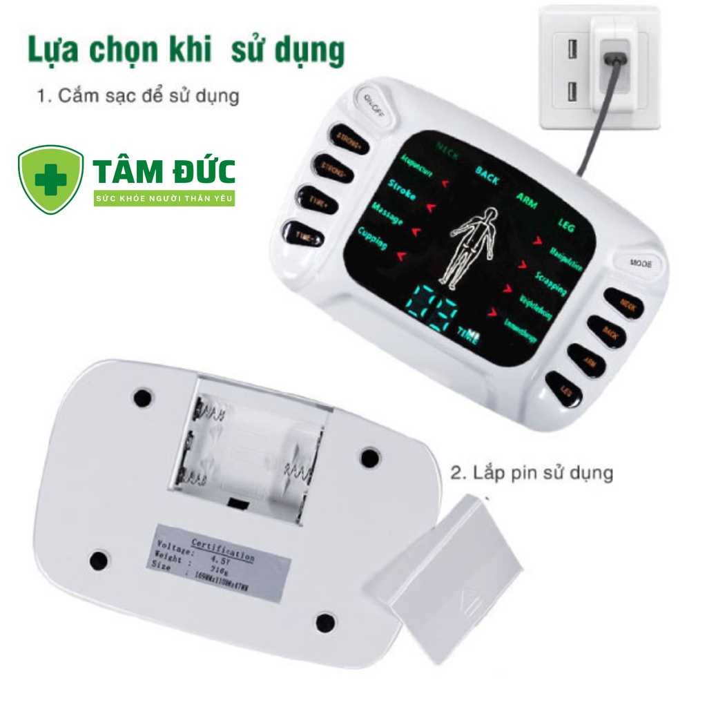 Máy massage xung điện 8 miếng dán YTK-309B, máy mát xa 8 chế độ massage 15 cường độ xung điện