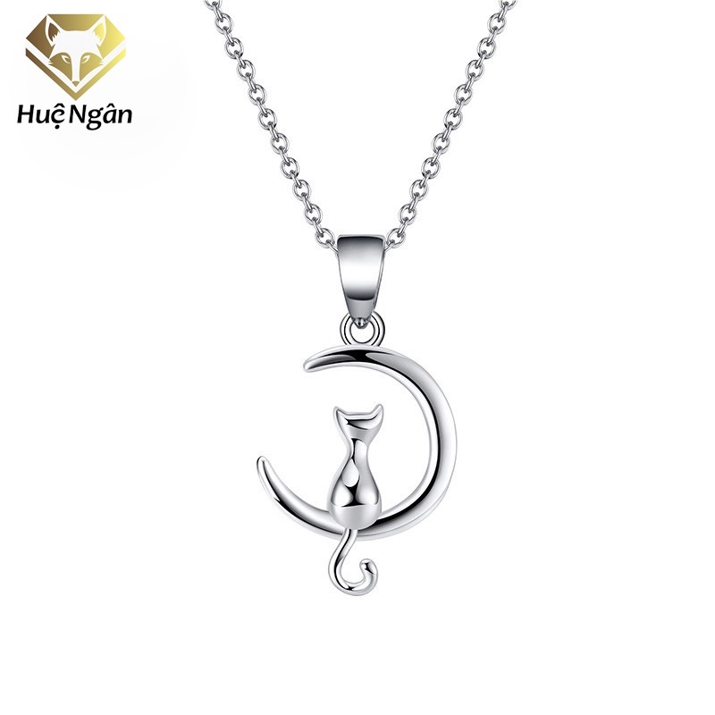 Dây chuyền bạc Ý 925 Huệ Ngân - MẶT TRĂNG và MÈO PP1833