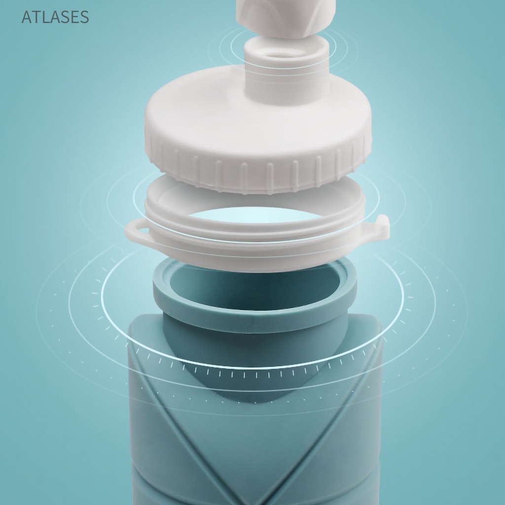 Bình Nước Có Thể Gập Lại Mini Di Động Bằng Silicon Dung Tích Lớn Cho Thao Ngoài Trời Atlases~