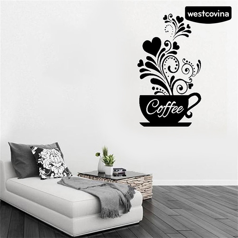 [WEST]⚘Miếng Dán Tường Trang Trí Hình Tách Cà Phê DIY