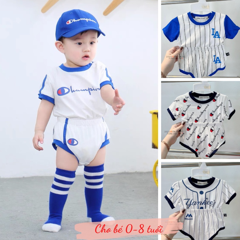 [0-4 tuổiBộ Quần Áo Ngắn Tay Thun Lạnh MINKY MOM,Áo Cổ Tròn, Quần Chip Cho Bé Trai, Bé Gái