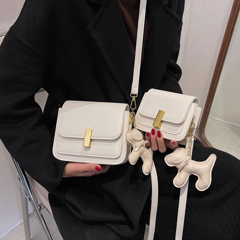 Mischa Túi Xách Da PU Đeo Vai Hình Vuông Màu Trơn Dễ Phối Đồ Hợp Thời Trang