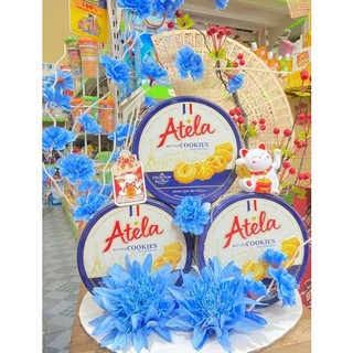 1 Hộp Bánh Atela quy bơ hộp thiếc 200g , bánh làm giỏ quà, tháp lễ....