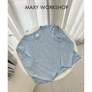 Áo thun nữ dài tay dáng ngắn cơ bản Crop Lollipop Tee Blue Maxy Workshop
