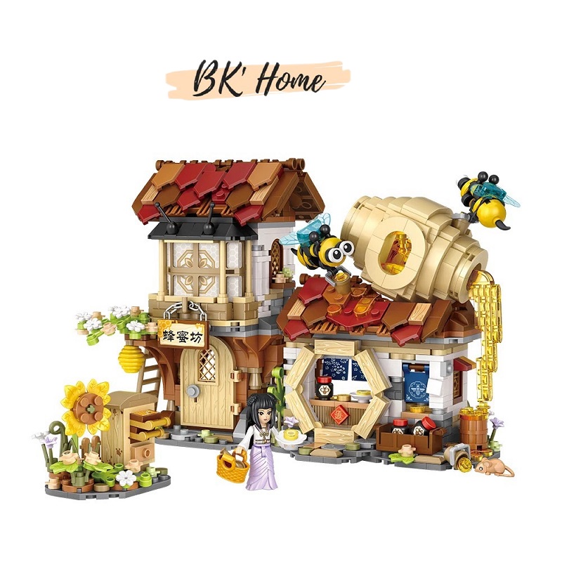 Đồ chơi lắp ráp khối xây dựng building blocks mini LOZ mô hình Honeybee house 1943