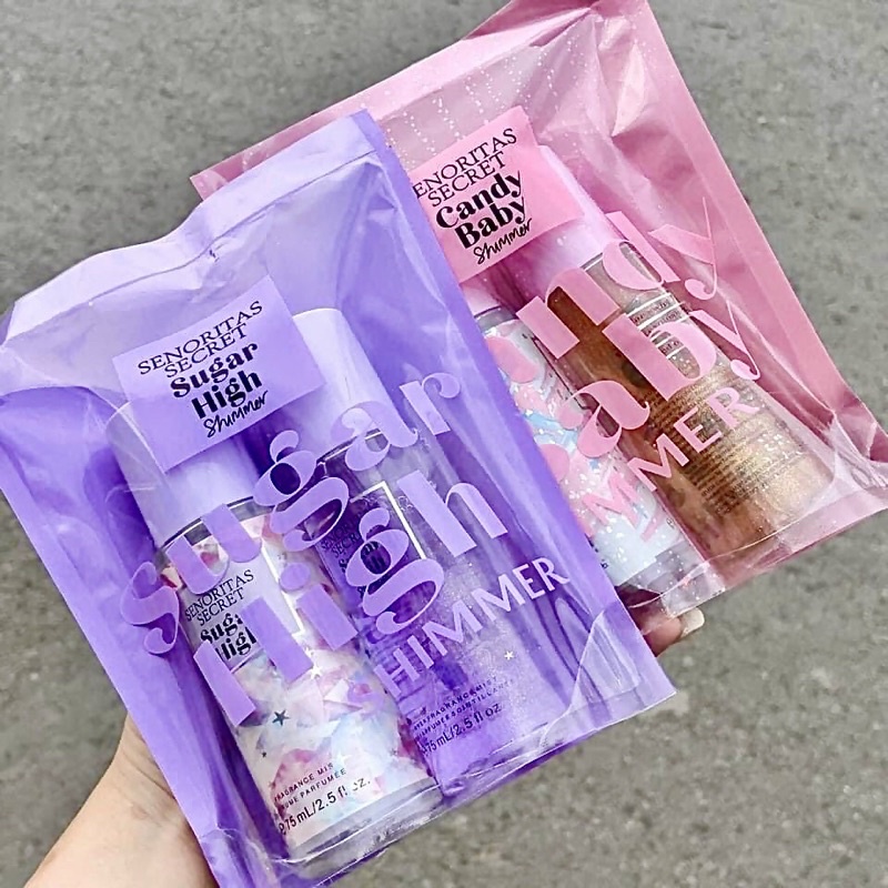 Set 2 chai body mist xịt thơm dòng Sweet Fix có thêm bản nhũ kim tuyến size 75ml