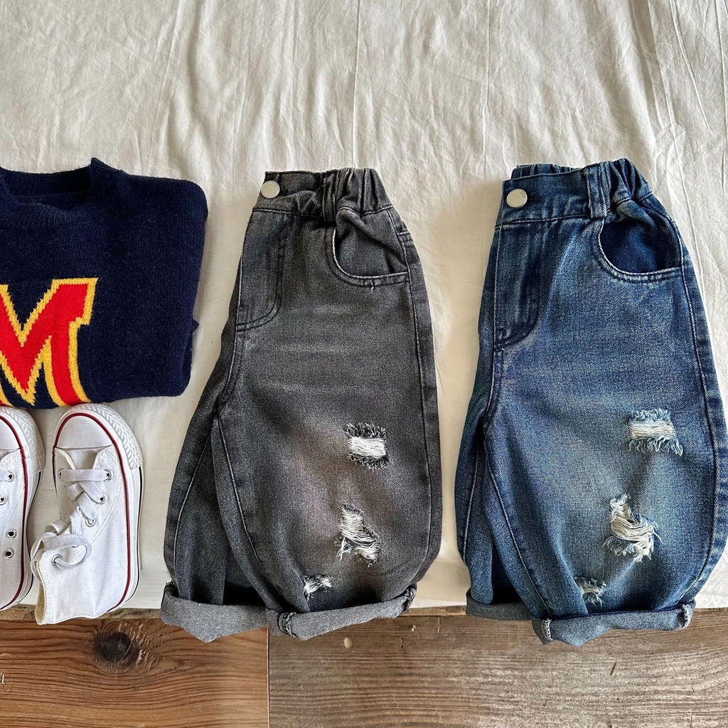 Quần jean rách 2 màu cho bé trai bé gái cá tính B74-21274
