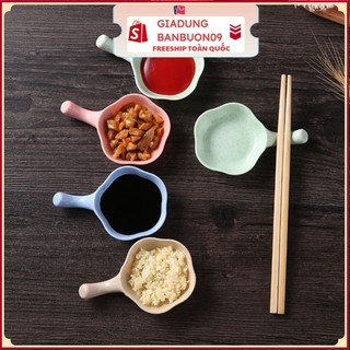 Chén/Đĩa đựng gia vị, nước chấm lúa mạch có cán cầm tiện lợi